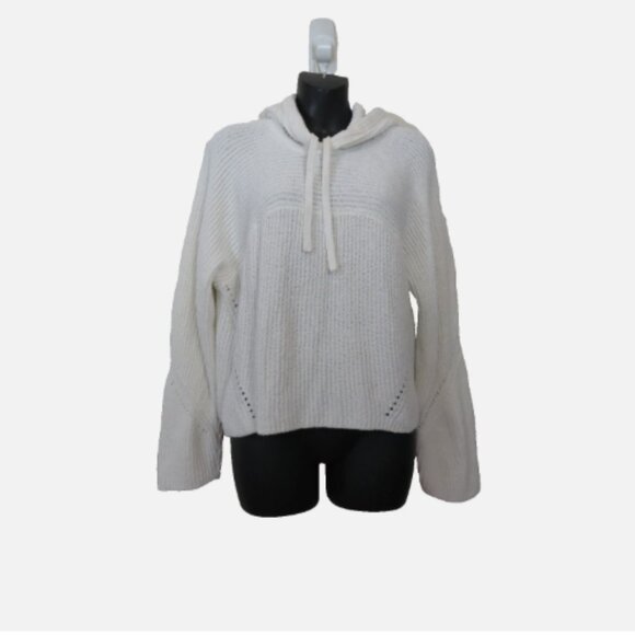 rag & bone Other - Rag & Bone size Large Sunny Cotton Hoodie Knit Pullover Sweater White Cropped
